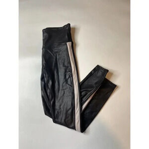 Spanx By Sara Blakely Faux Leather Leggings Pants Women's Size L Black Stretch